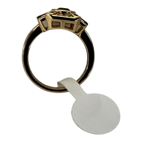 Gold-Tone Fragrant Jewels Ring Size 7 With Dark Center Stone & Accent Stones - Picture 6 of 8